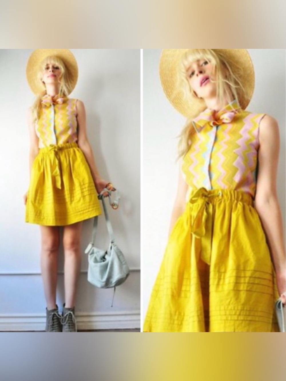 Anthropologie Odille Drawing Parallels Marigold Yellow Pleated Skirt